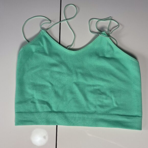 Zenana L/XL Mint Green Ribbed Cropped Cami | Stretchy cami Tank Top | Summer Ac - Picture 1 of 3